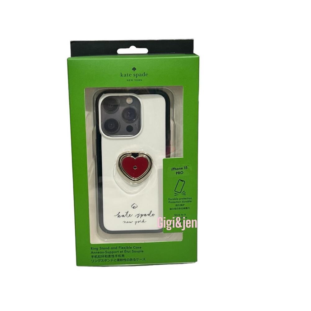 kate spade iPhone 15 Pro Case - Black with Red Heart